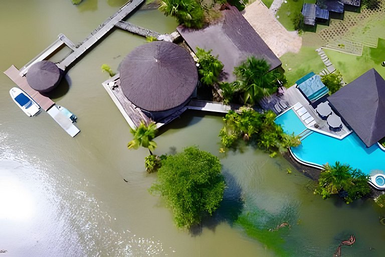Riverside mansion with private marina