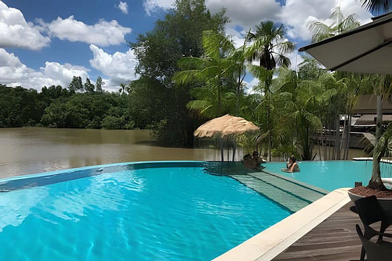 Riverside mansion with private marina