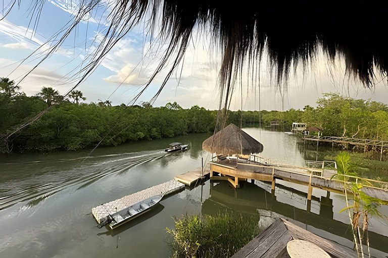 Riverside mansion with private marina