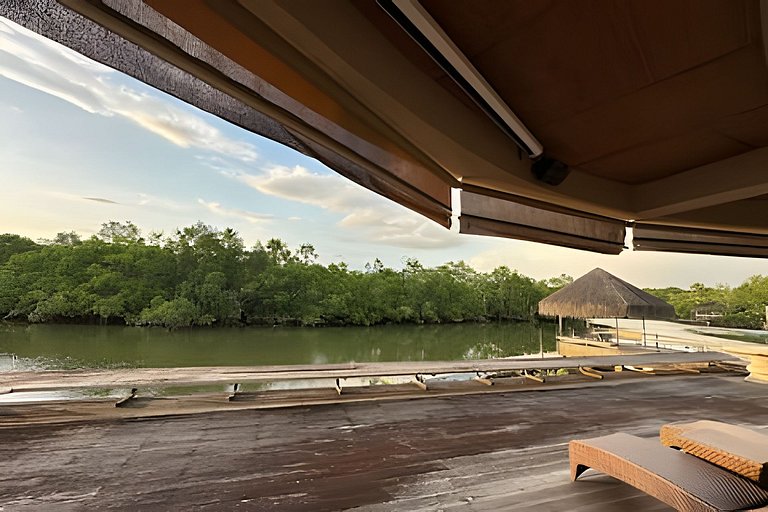 Riverside mansion with private marina