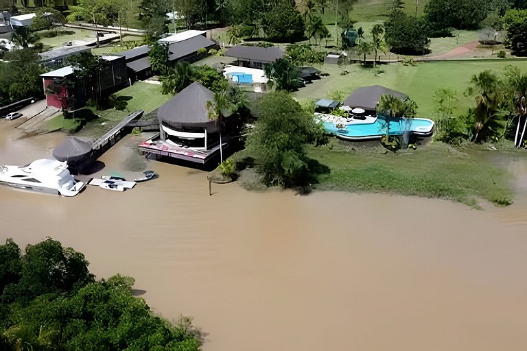 Riverside mansion with private marina